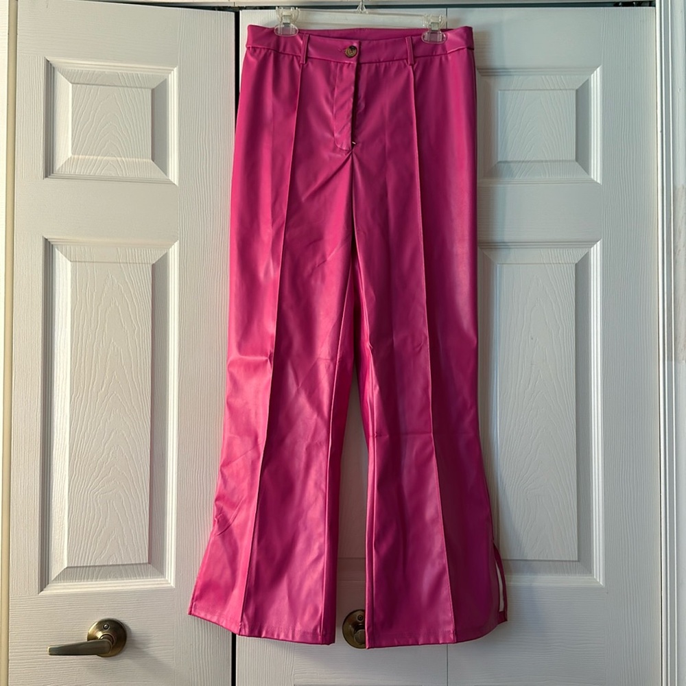 NWOT - Pink Leather Flare Pants